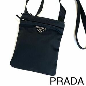 【美品】PRADA プラダ　ショルダーバッグ　サコッシュ　ナイロン　黒