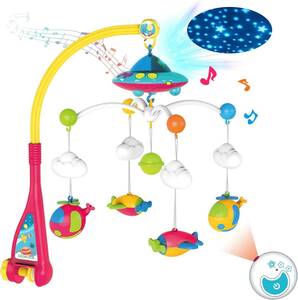 KaeKid ベッドメリー オルゴール モビール 360度回転 108曲音楽 投影 リモコン付 知育玩具 赤ちゃん おもちゃ 0歳