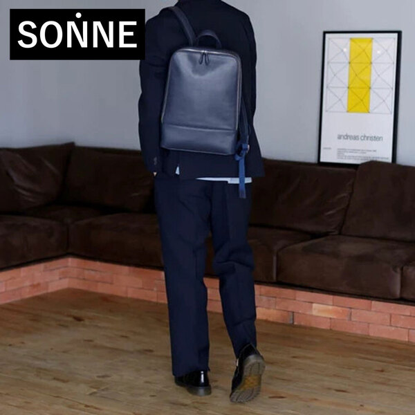 新品 SONNE バッグ レザーバックパック リュック CLAUDIO ネイビー