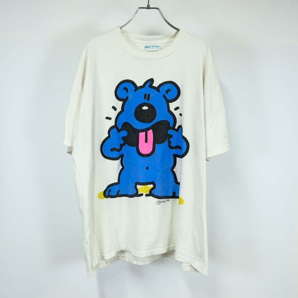 1990s ビンテージ jimmy イラストプリント Tシャツ アメコミ 古着屋 アート 半袖 USA製 XL オーバーサイズ ホワイト