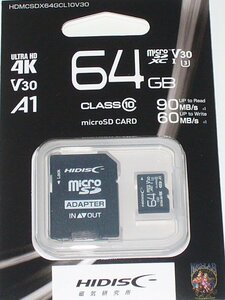 磁気研究所　HIDISC microSD カード　64GB（HDMCSDX64GCL10V30）