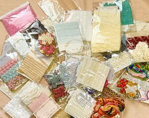 手芸用レース・リボン・刺繍糸などジャンク品大量まとめて・ハンドメイド材料・お裁縫