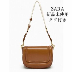 ZARA ザラ ショルダーバッグ ブラウン キャンバス レザー 人気 新品