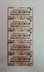 ヴィア ホールディングス　株主優待　割引券1250円分　2024.6.30まで