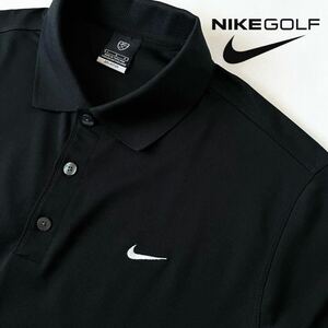 (美品) ナイキ ゴルフ NIKE GOLF 吸汗速乾 DRY-FIT UVカット ポロシャツ L ブラック ホワイト 半袖 シャツ
