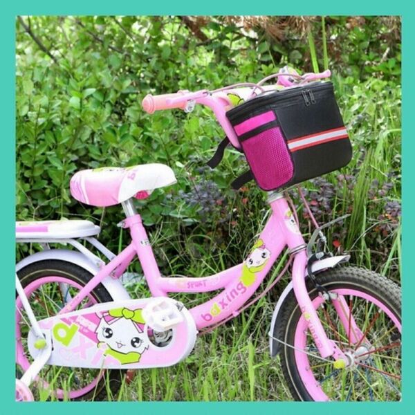 かご 自転車 フロントバッグ ハンドルバッグ 防水 大容量 自転車アクセサリー キッズ 自転車 ケース ピンク カゴ