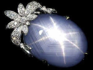 OW11921SS[1 иен ~] новый товар [RK драгоценнный камень ] прекрасное качество . не нагревание Star сапфир очень большой 62.13ct!! первоклассный бриллиант Pt900 супер высококлассный подвеска head diamond 