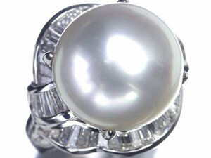 ZM11826S[1 jpy ~] new goods finish [RK gem ] White Butterfly pearl extra-large approximately 13.7mm. finest quality diamond total total 1.12ct Pt900 super high class ring south . pearl pearl diamond 