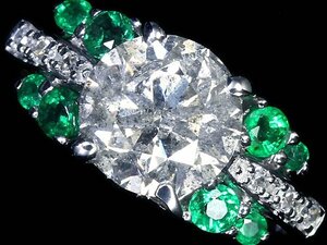 ILI11796SS[1 иен ~] новый товар отделка [RK драгоценнный камень ]{Diamond} натуральный бриллиант очень большой 1.566ct!! первоклассный изумруд первоклассный бок камень diamond K18WG супер высококлассный кольцо 