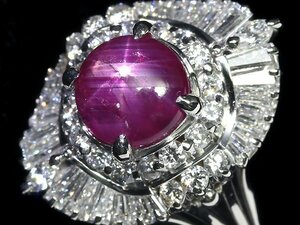 GL9048SR【売り切り】新品【RK宝石】≪Star Ruby≫ 極上非加熱スタールビー 大粒1.65ct 極上ダイヤモンド 0.91ct Pt900 高級リング ダイヤ