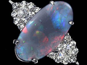 UO12017T【1円～】新品【RK宝石】≪opal≫ 神秘の宝石!! 上質ブラックオパール 大粒1.64ct!! 極上ダイヤモンド Pt900 高級リング ダイヤ