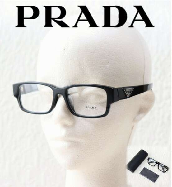 新品タグ付き【PRADA プラダ】サイドロゴ メガネフレーム フルリム 黒 眼鏡 VPR07ZF v5100