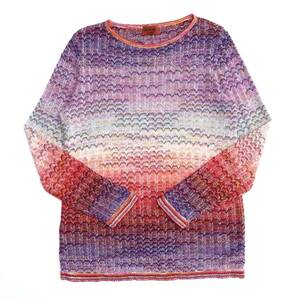 MG3434 Italy made Missoni /MISSONI* cloche knitted * multicolor * summer knitted * long sleeve *linen cotton * men's *sizeM