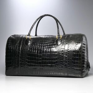 MG3044* men's center taking . crocodile leather shining processing book@wani leather Boston bag travel bag travel bag bag black black 