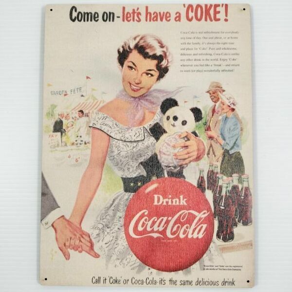 (86) Coca-Cola コカ・コーラ ベニヤ ポスター 看板 レトロ 昭和
