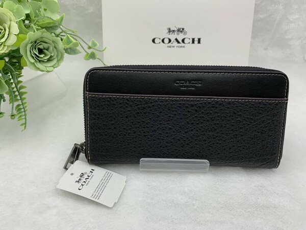 コーチ COACH 長財布 財布 メンズ ブラック黒　プレゼント 贈り物 ロング ジップ ブランド 大容量 新品 未使用 ファッション F12130 A195