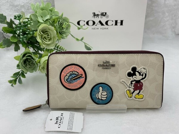 コーチ COACH 長財布 財布 シグネチャーxディズニーコラボ グレイシャーホワイトマルチ ミッキー プレゼント 贈り物 新品未使用 F3733 C237