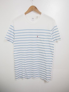 Levi’s リーバイス SUPIMA COTTON ボーダー ポケット Tシャツ カットソー 白青 サイズM 530J