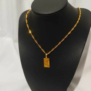 1 jpy start gross weight 7.2g Gold necklace men's lady's 18KGP Elizabeth coin pendant top adjustment goods 141