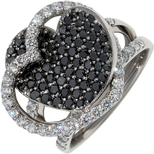  Ponte Vecchio ring K18WG black diamond 0.92ct diamond 0.82ct Open Heart 