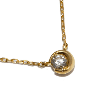  Star Jewelry pendant necklace K18YG diamond 0.04ct moon setting 