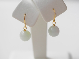 9.5mm natural less processing jade earrings 