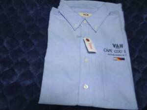 　VAN JAC　貴重　半袖プルオーバーオックスフォードCAPE COD SPIRITワッペン刺繍BDシャツ　サックス　L　 新品未使用　サンプル品　　