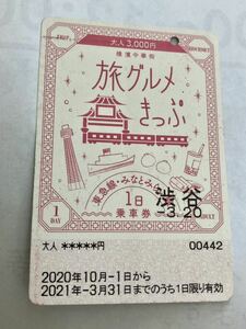 東急電鉄　横濱中華街旅グルメきっぷ　1日乗車券　使用済み