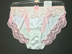 97 6958 PEACH JOHN ホワイト デコルタンシリーズ ストレッチ サテン パンティ Ｍ ピーチジョン ツルツル 光沢 超入手困難品