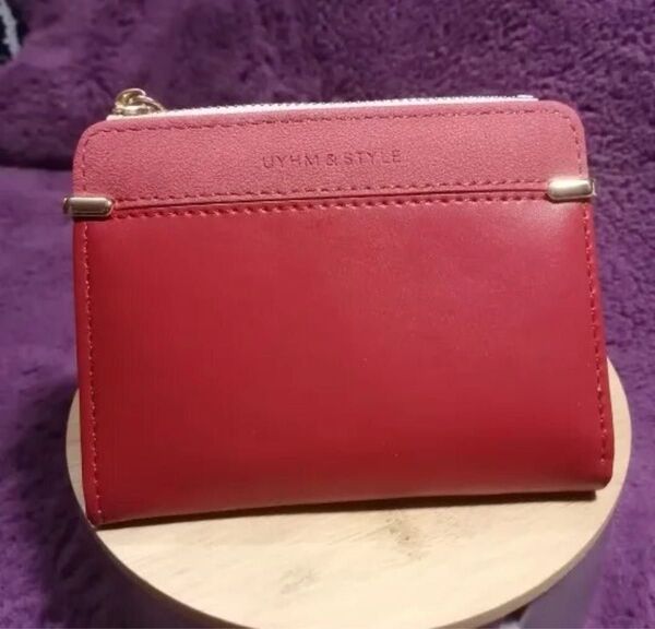 ミニ財布 レディース レッド 赤 折れ財布 コンパクト財布 ファスナー 財布 コンパクト 二つ折り財布 コインケース ウォレット