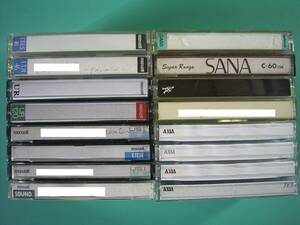 中古 簡易動作確認 ノーマル カセットテープ１６本 maxcell x8、AXIA x4、SONY x1、National x1、Victor x1、SANA x1