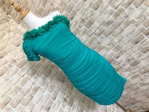 h01014* one плечо костюм платье One-piece зеленый узор стрейч 