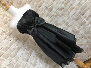 h01022*couture dept costume dress One-piece black satin Ribon 