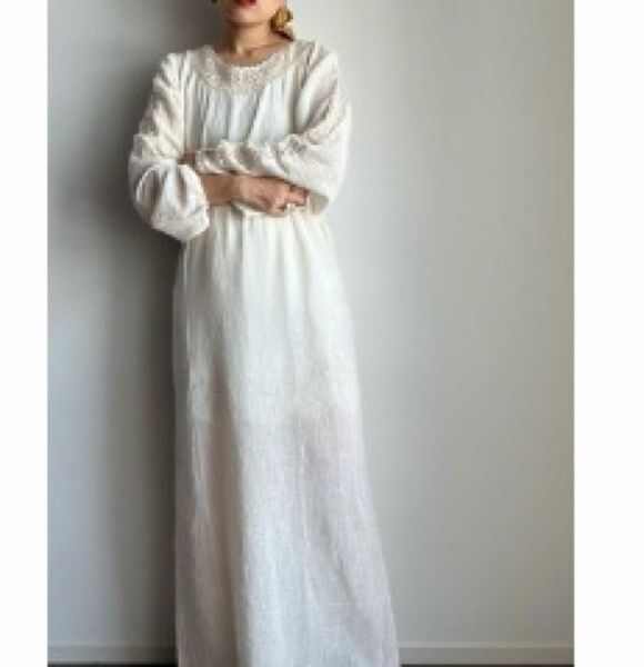 vintage cotton gauze long dress