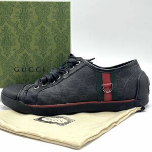 1 иен ~ GUCCI Gucci Sherry линия GG рисунок Inter locking Logo спортивные туфли обувь черный чёрный кожа кожа размер 7 1/2 26.5cm соответствует 