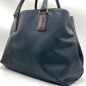 1円〜 【美品】BOTTEGA VENETA ボッテガヴェネタ トートバッグ マルコポーロ イントレチャート レザー PVC ブラック 黒 ビジネスバッグ 