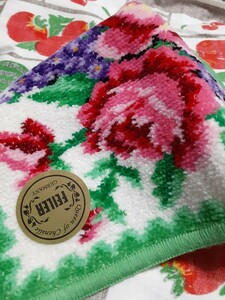  new goods unused FEILER towel handkerchie ~ beautiful floral print a little smaller 