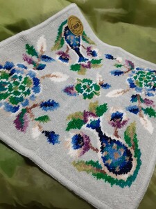  new goods unused FEILER towel handkerchie ~ mystery . floral print blue group 