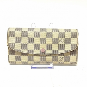 ルイヴィトン LOUIS VUITTON 長財布 N41625 ポルトフォイユエミリー ダミエ・アズール キャンバス ローズバレリーヌ イニシャル刻印 財布