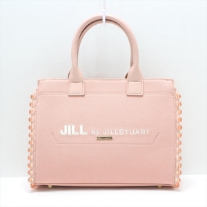 ジルバイジルスチュアート JILL by JILLSTUART トートバッグ - キャンバス×レザー ピンク×白 刺繍/ビーズ 美品 バッグ