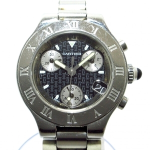 Cartier(カルティエ) 腕時計 マスト21クロノスカフSM W10198U2 レディース SS×ラバーベルト/クロノグラフ 黒