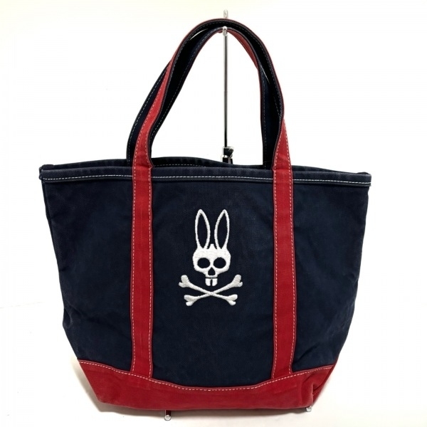 Psycho Bunny サイコバニー 大判トートバッグ【ネイビー】美品 Psycho Bunny サイコバニー 大判トートバッグ【ネイビー】美品