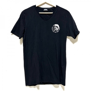 ディーゼル DIESEL 半袖Tシャツ サイズM - 黒×白 メンズ Vネック トップス