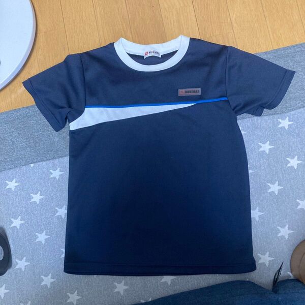 ラン マックス RUN MAX Tシャツ 150 ネイビー×白(ホワイト)半袖 ボーイズ 子供服 男の子