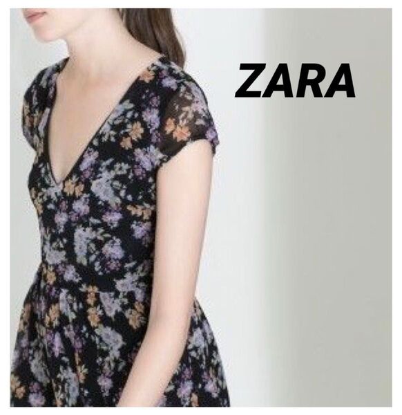 ★ZARA ザラ 花柄カットソー チュニック シースルーブラウス ZARA TRF
