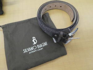 ☆ SILVANO BIAGINI シルヴァーノ ビアジーニ ワニ革 クロコダイル ベルト メンズ ベルト 未使用 保管品 1円スタート ☆