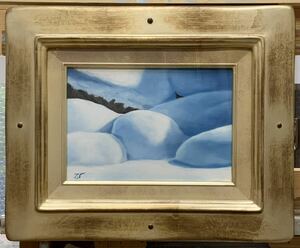 油絵　絵画　雪景色　ＳＭ型（サムホール）22.7cm×15.8cm 