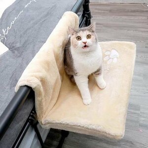 猫ベッド キャットベッド ハンモック お昼寝 マット 丸洗い 手すり 椅子掛け ソファー 猫用 もこもこ 窓辺掛 ケージ内に掛けられる