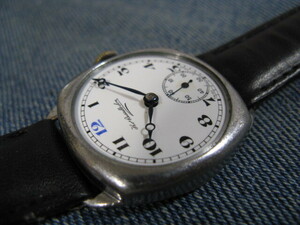 1930年代 Thomas Russell & Sons イギリス王室御用達 エナメル文字盤 デ二ソンクッションケース 英国アンティーク手巻腕時計 稼働品 