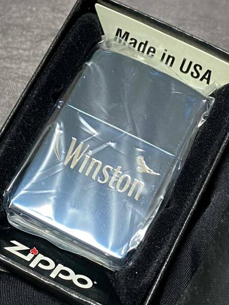 zippo Winston ブルーチタン 限定品 前面刻印 希少モデル 2015年製 ウィンストン ケース 保証書付き 